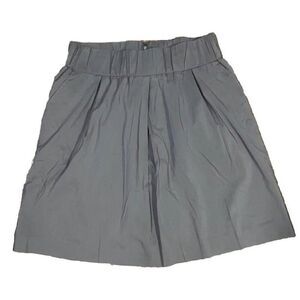 Banana Republic Factory Full Pleated Skirt Size Medium Gray Cotton  Pockets